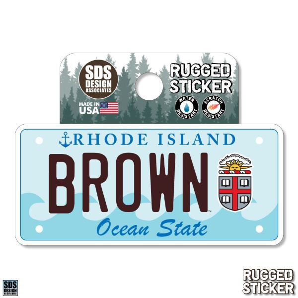Ri Icon Sticker Rugged Stickers RI License Plate | Brown Bookstore